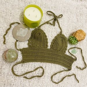 Handmade olive bikini/crop top